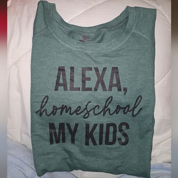 Instant Message Sweaters - Instant Message "Alexa, Homeschool My Kids" Light Sweater Size L
